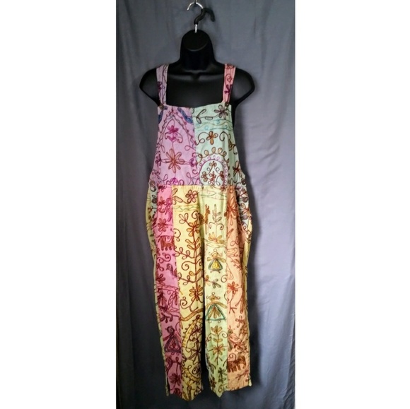 Sacred Threads Pants - Sacred Threads boho embroidered Overalls Md Lg